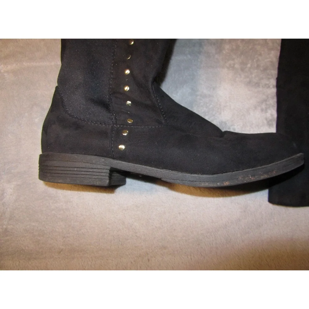 Rouge Helium Womens Black Faux Suede Studded Over The‎ Knee Boots Size 8 38 Lowl